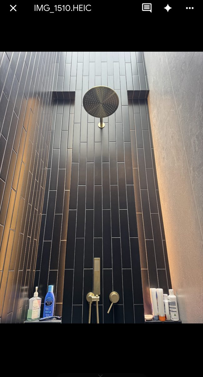 Bathroom shower LED lighting installation