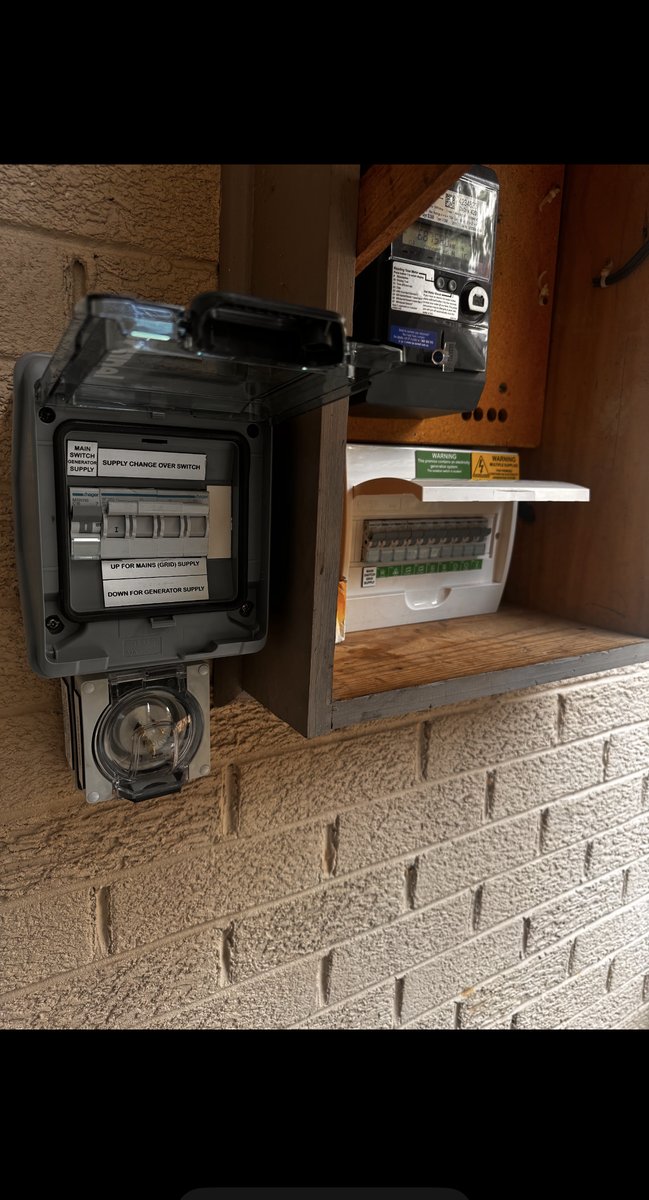 Generator changeover switch and switchboard installed